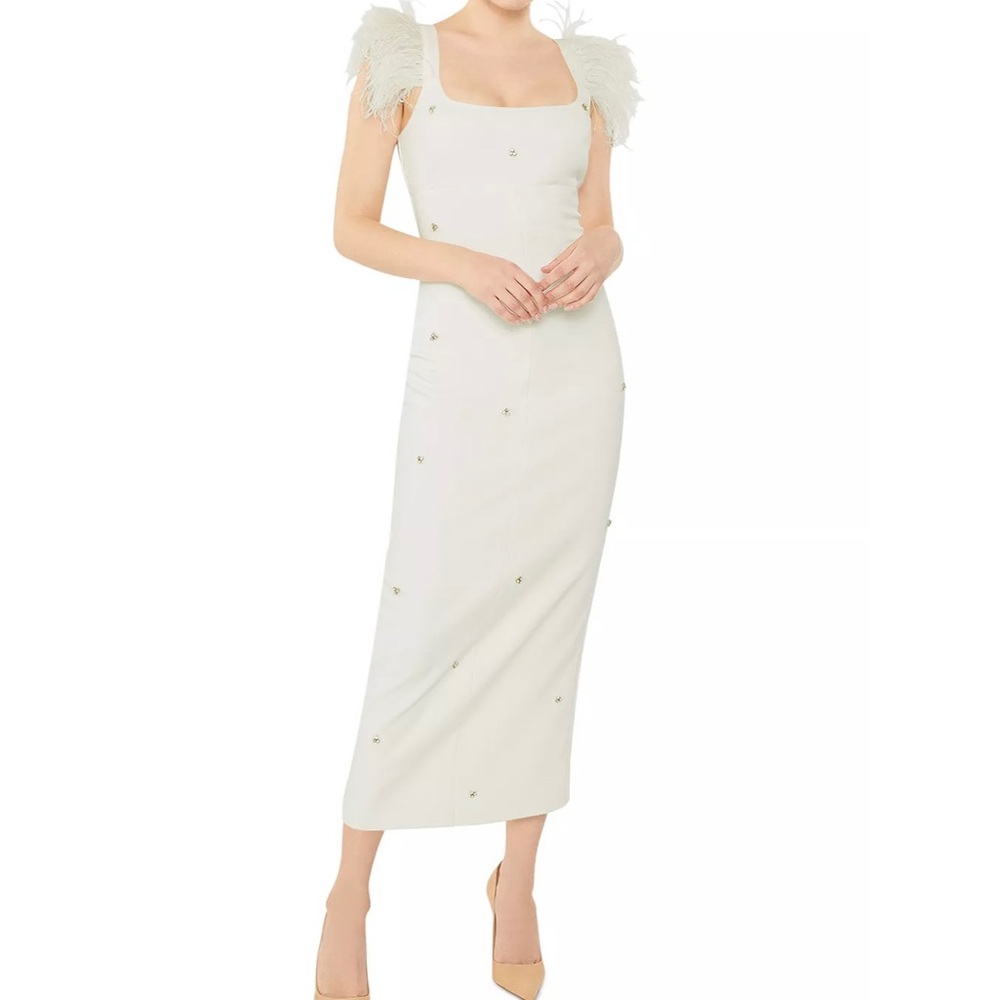 Likely Cameron White Feather Dress